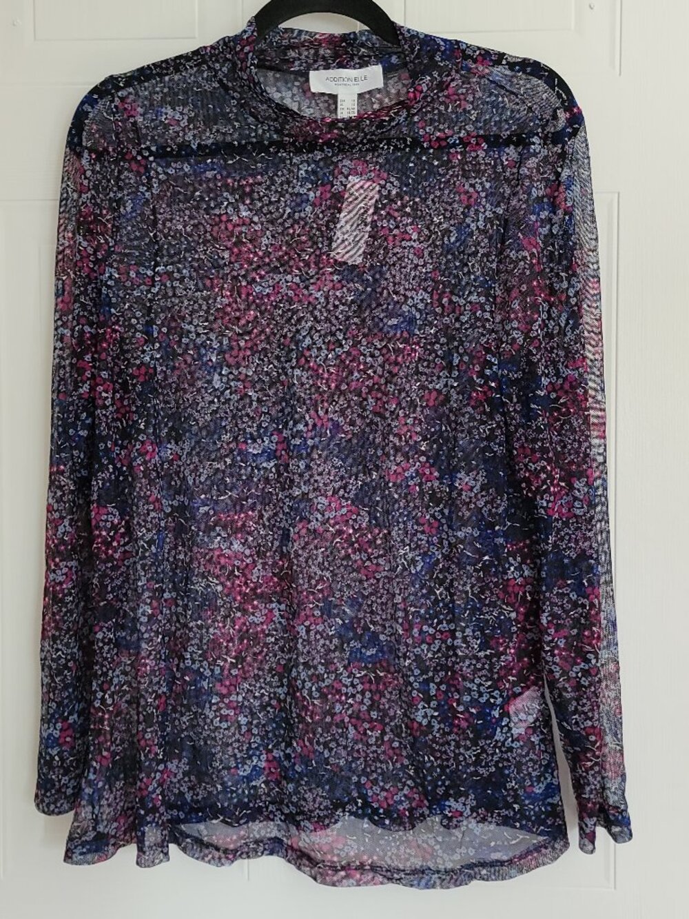 Addition Elle Sheer Long Sleeve Multi-color Top